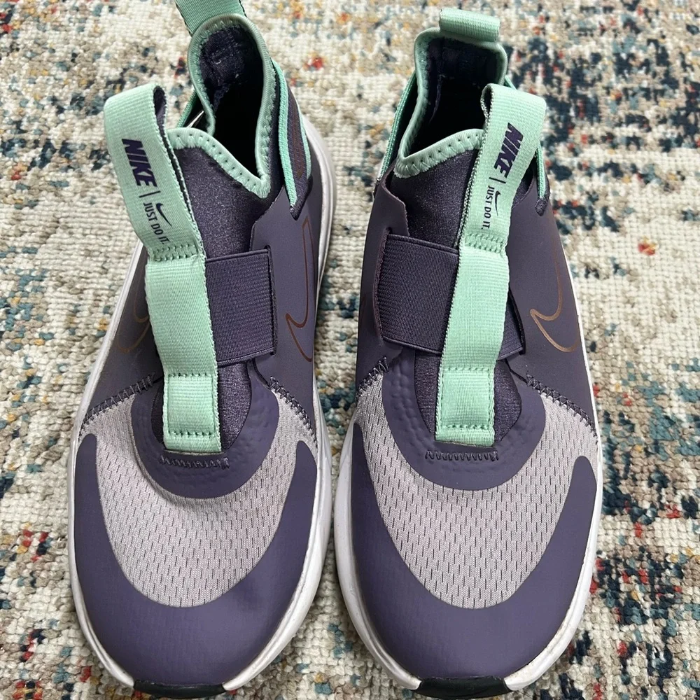 Nike Sneakers in Purple and Green with Slip-On Design and High Collar
